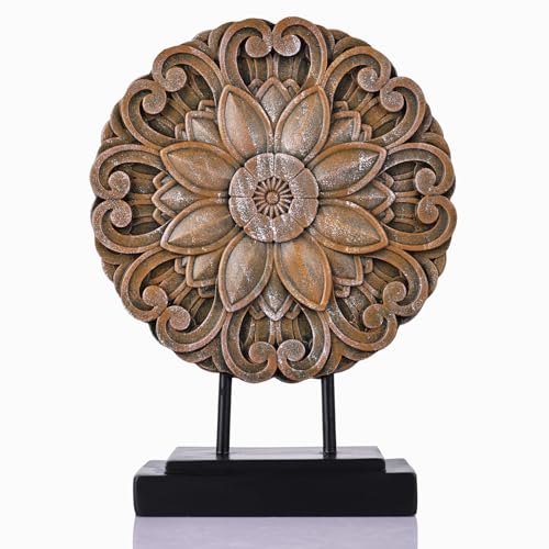 Wood-Colored Circular Petal Sculpture for Cabinet top Decoration, Modern Living Room Coffee Table Decoration, Office Bookshelves, Dining Table Centers, entryway entrances, and Coffee Table Tops.