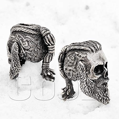 CooB EDC Paracord Bead Beads Ragnar Lothbrok Skull Charm Pendant . DIY Hand-Casted Paracord Beads Charms for Bracelet Knife Lanyard 1pcs/Lot (Ragnar Skull Silver)