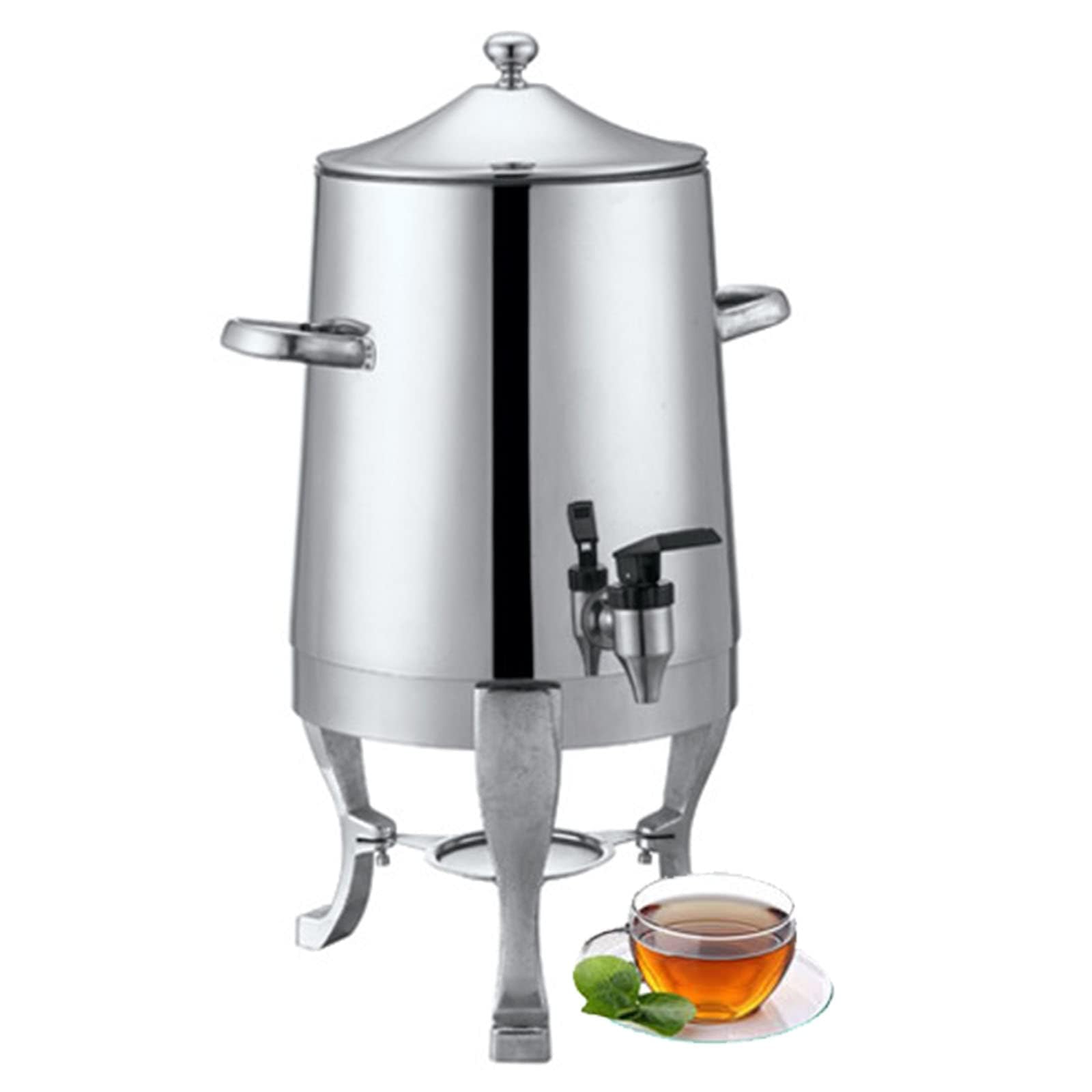 MYUYEE Stainless Steel Commercial Coffee Chafer Urn With Chrome Accents - Hot Beverage Dispenser With Lid - 3.5 Gallon,Gold,Gold (Silver)