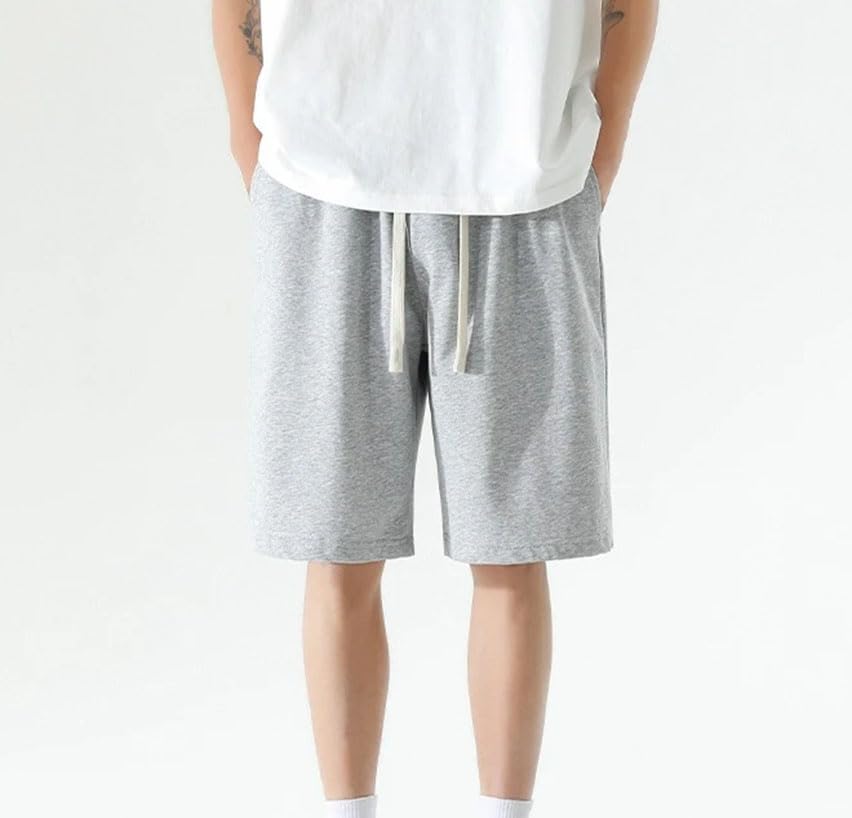 Men's Solid Color Casual Elastic Drawstring Stitching Simple Home Sports Shorts