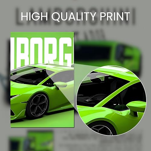 Image of Posternet Super Car Split Poster Set, 12 inch x 18 inch, Split Design Wall Decor Posters For Bedroom, Living Room, Office. (Lambo Front)
