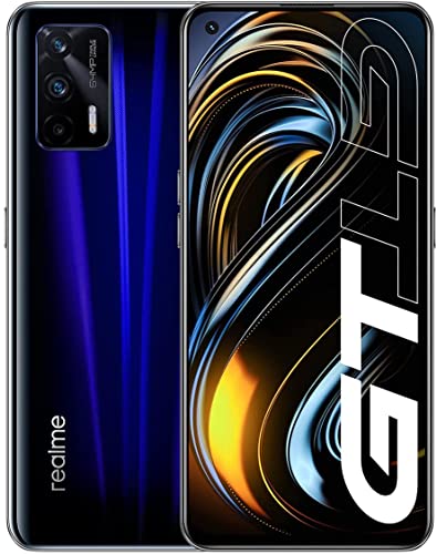 realme GT ロック解除済みスマートフォン、Qualcomm Snapdragon 888 5G プロセッサ、120Hz Super AMOLED スクリーン、65W SuperDart 充電、トリプル 64MP Sony カメラ、デュアル Sim、NFC、8+128GB、ブルー (ダッシングブルー)