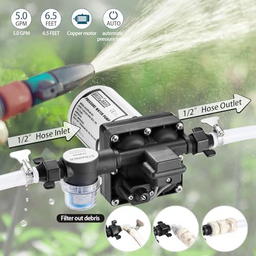 Image of WASSERMANN RV Water Pumps Pressure Pump 115V AC with Pressure Switch, Self-priming Water Pump 5.0GPM 55PSI, Fresh Water Pump for RV Kitchen Barthroom Marine Yacht Garden Diaphragm Pump