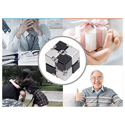 Legierung, Angstlinderung, Flip-Blöcke, Spielzeug, Stressabbau-Spielzeug für Sensorisches Zappeln, Handblöcke, Kompakt, für Reisen, Büro, Arbeit (schwarzes Silber)