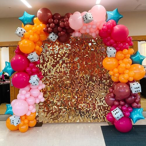 Image of MEBAY Balloons Arch Kit, 146Pcs Matte Rose Red Tender Pink Macaron Green Yellow Latex Balloon Different Sizes 18 12 10 5 Inch for Birthday Baby Bridal Shower Wedding Party Backdrop Decorations