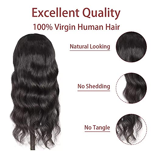Feibin Headband Wig Human Hair Wigs For Black Women Human Hair Headband Wig Body Wave 14 Inch Wear And Go Wigs Glueless Human Hair Wig Machine Made None Lace Front Wig Natural Black Color 150% Density #TOP4