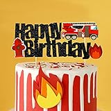 JeVenis Feuerwehrmann Geburtstagstorte Dekoration Feuerwehrauto Geburtstagstorte Dekoration Feuerwehrmann Geburtstagsfeier Dekoration