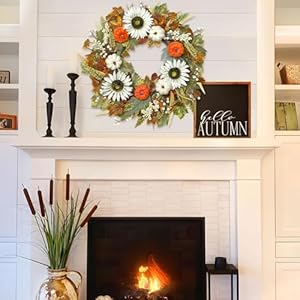 ICX 24 Inch Fall Wreath for Front Door, Thanksgiving Pumpkin Wreath,Large Autumn Wreath with Sunflower and Straw,Farmhouse Harvest Wreath for Home Wall Fall Festival Decor, Green ICX 24 Inch Fall Wreath for Front Door Thanksgiving Pumpkin WreathLarge Autumn Wreath with Sunflower and StrawFarmhouse Harvest Wreath for Home Wall Fall Festival Decor Green