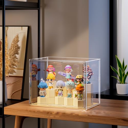 大容量 多機能 人形 透明展示ボックス スタック可能 積み木付き 自由組立式 展示ケース 磁気式ドア付き 防塵 防汚 省スペース