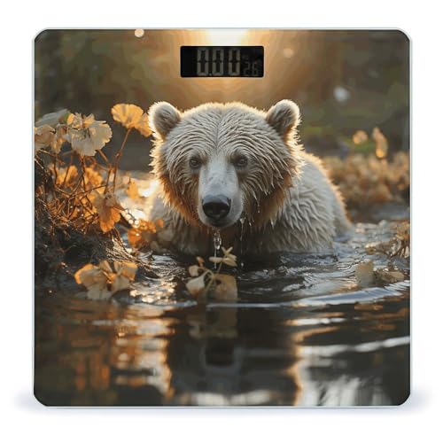 Báscula digital para baño Bear Crossing de vidrio templado miniatura 1
