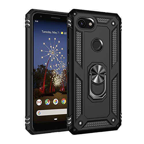 HiCASE Pro Funda para Google Pixel 3A XL, Armor Carcasa Robusta Carcasa Híbrida TPU + PC de Doble Capa Anti-arañazos Anti-Colisión Caso con 360 Grados Anillo iman Soporte