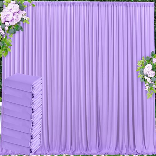 50 ft x 10 ft Wrinkle Free Lavender Backdrop Curtain for Parties, Polyester Light Purple Photo Backdrop Drapes 10 Panels 5x10ft for Baby Shower Photoshoot Wedding Birthday Party Photography Curtains