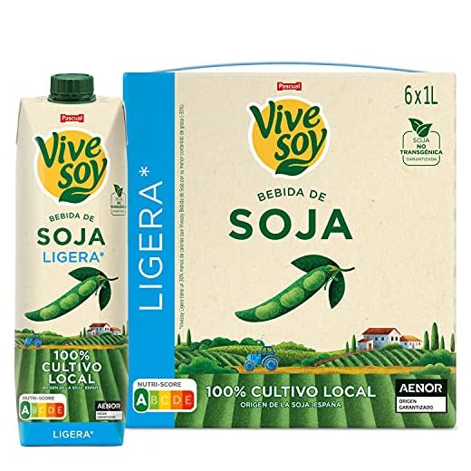 Vivesoy - Bebida vegetal de Soja Ligera 100% Cultivo local - Pack 6x1L