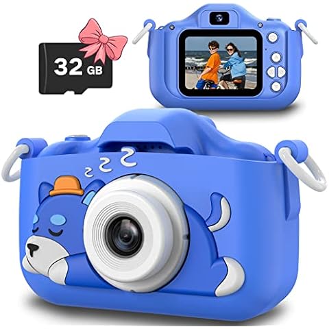 Slothcloud X5 Kids Digital Camera, Blue, Unisex, 32GB Memory, Anti-Drop Silicone, 1080P Video, Multi-Functions, Selfie, Gift Idea Cover