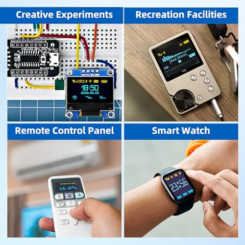 Image of 5 Pcs 0.96 Inch I2C OLED Display Module, SSD1306 Driver I2C Serial Self-Luminous Display Board for Arduino Raspberry Pi (Blue & Yellow)