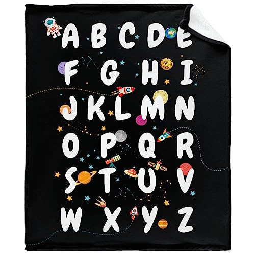 Space Alphabet Blanket Gifts Super Soft Lightweight Flannel Blankets Throw for Kids, Adult, Suitable for Couch, Sofa, Bed, Camping, Travel All Seasons 30