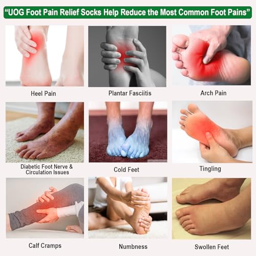 UOG (United One Foot Pain Relief Socks. Heel Pain, Plantar Fasciitis, Arch Pain, Cold Feet, Calf Cramps. Made in the USA.2