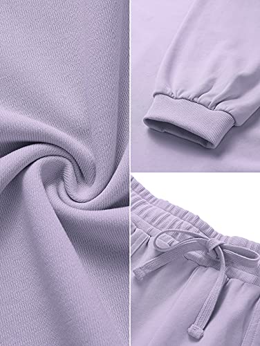 Merokeety Women's Oversized Batwing Sleeve Lounge Sets Casual Top And Shorts 2 Piece Outfits Sweatsuit Lavender #TOP6