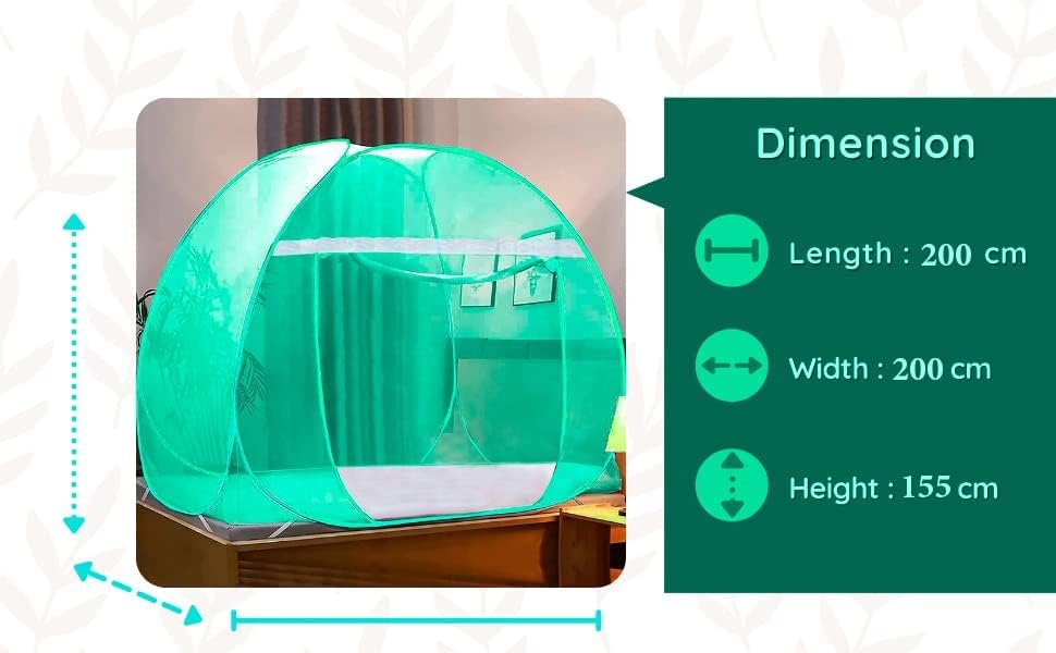 Image of Double Bed Mosquito Foldable King Size Mosquito Net | Polyester 30GSM Strong Net | 6 x 6 Feet with Foldable Steel Frame | PVC Coated Corrosion Resistant Steel Wire