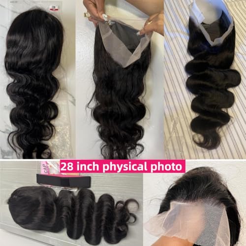 drawstring body wave lace front wigs human hair pre plucked 360 hd full invisible strap glueless frontal lace wig 180 density for women 28 inches