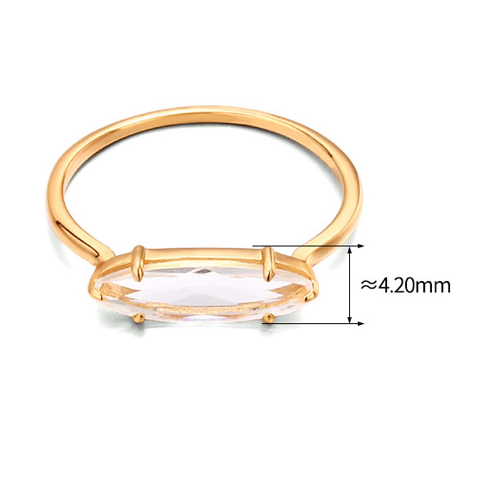 Damen Gelbgold Frauen Dünner Solitärring mit Marquise-Form Moissanit