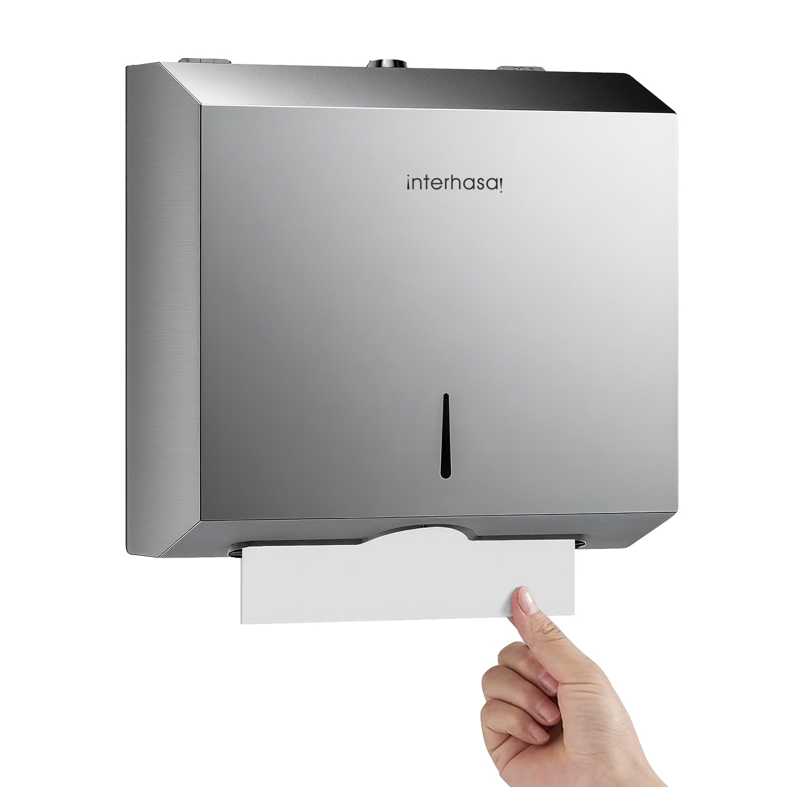 interhasa! Dispenser Carta Asciugamani da Parete, Porta Asciugamani di Carta in Acciaio Inox 304, Distributore di Carta Piegata a C/Z/V, per Bagno, Cucina, Ufficio, Hotel e Ristoranti