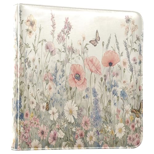 Kigai Wildflowers Photo Album Self Adhesive Scrapbook Album Leather Cover DIY Picture Scrap Book with 20 Adhesive Sheets, 11.8x24x0.8 inch