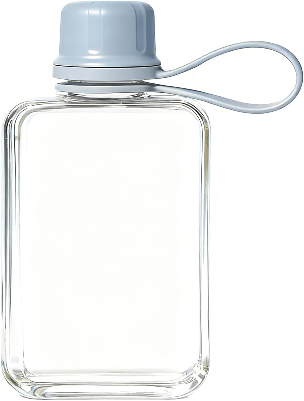 Qusmeiyici 8.2 oz/240 ml Flat Travel Water Bottle, BPA Free Tritan Reusable Plastic Water Bottles Square Plastic Flask Pocket for Camping, Fitness, Outdoor Sports, Fits Purse and Pocket（Blue）