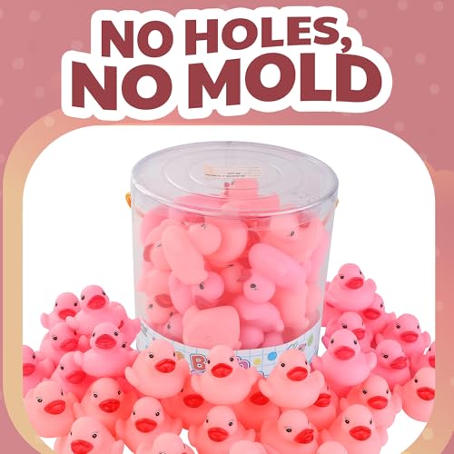 36 Pieces Classic Rubber Duck Bath Toys - No Holes BPA Free Floating Duckies for Boys Baby Shower, Party Favors, Kids Gifts (Pink)