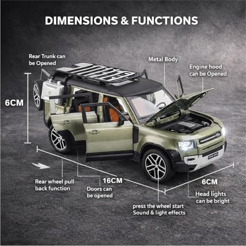 Image of Pringo Fortuner Toy Car for Kids | 1:36 Scale Diecast Pull Back Metal SUV Car | Openable Doors, Boot, Light & Sound Fortuner Toy Car for 3+ Year Boys | Gift Toy for Kids (Defender Green)