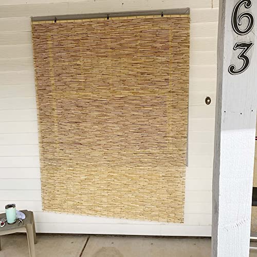 Reed Blinds Outdoor Roll Up Shade Sunshades Bamboo Shades For Patio Natural Bamboo Blinds For Windows Bamboo Roman Shades Cordless Or With Lifter Privacy Screen For Porch/Doorcustom Size (Color : Na #TOP2