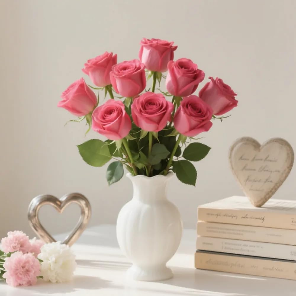 10 Pcs Artificial Roses, Rose Red Fake Roses Artificial Flowers, with Stems Fake Artificials Rose Red Rose Silk Flowers - Image 3