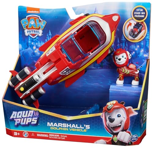 9. Bild von PAW PATROL PAW Patrol, Aqua Pups - Basis Fahrzeug Spielzeugauto im Delfin-Design mit Marshall Welpenfigur, Spielzeug geeignet für Kinder ab 3 Jahren