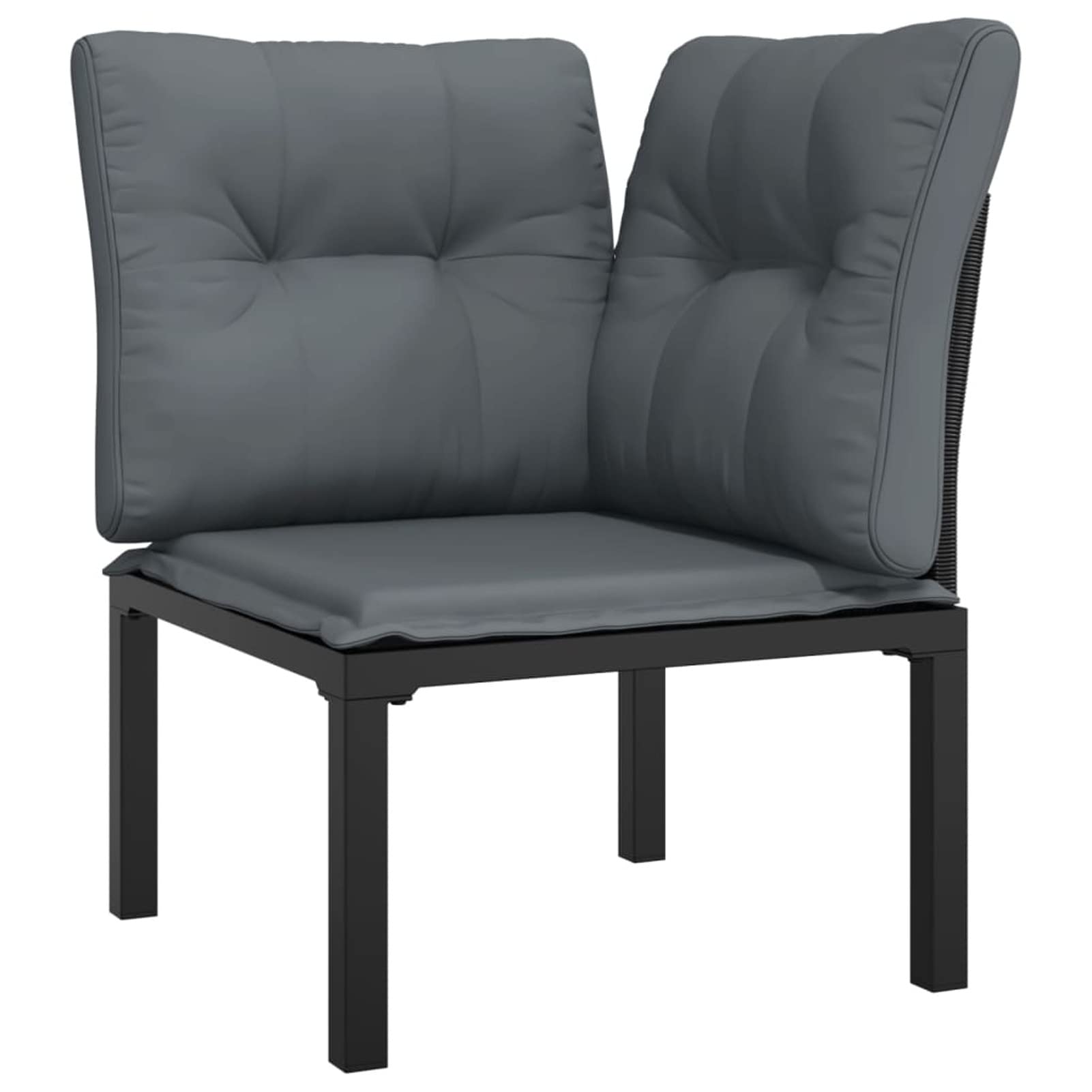362801 Poltrone Angolari Giardino Cuscini 2pz Polyrattan Nero e Grigio Testata in Legno,Testata Letto Matrimoniale Muebles Dormitorio Spalliera Letto Testiere per Letto Matrimoniale