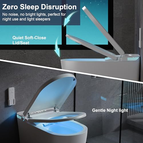 Image of Smart Toilet with Bidet Built In, Heated Seat, Auto Flush, Auto Soft-Close Seat & Lid, Foot Sensor, Warm Water Wash&Air Dry, Tankless One Piece Electric Toilets for Bathroom with Siphon Dual Flush
