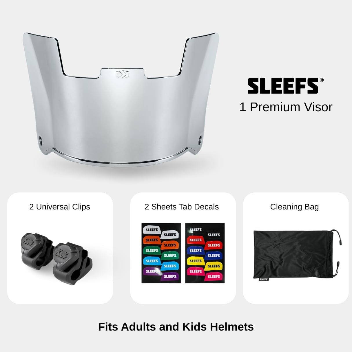 SLEEFS Clear Football Visor for Helmet - Professional Football Visor - Face & Eye Shield - Fits Youth & Adult Helmets - Includes Quick Visor Clips for Easy Installation