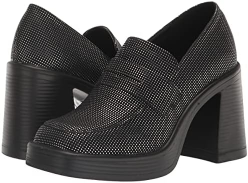 YOKI Women's Chunky Stacked Up Print Loafers Heels, Black, 9 M US | Image 6