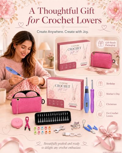 Image of BZVV Light Up Crochet Hook Set with Counter, Shoulder Bag and 22 Heads