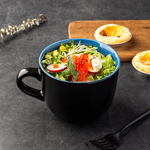 Amorarc 24 Oz Soup Mugs With Handles, Jumbo Ceramic Bowls Mugs Set With Handles For Coffee Cereal Cappuccino Snacks thumb #4