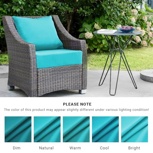 Image of IPYNBAP Outdoor Cushions for Patio Furniture,Outdoor Seat Cushion Set 24 x 24 x 4 Inch,Waterproof & Fade Resistant Outdoor Chair Cushions,Deep Patio Chair Cushion with Removable Cover,Teal
