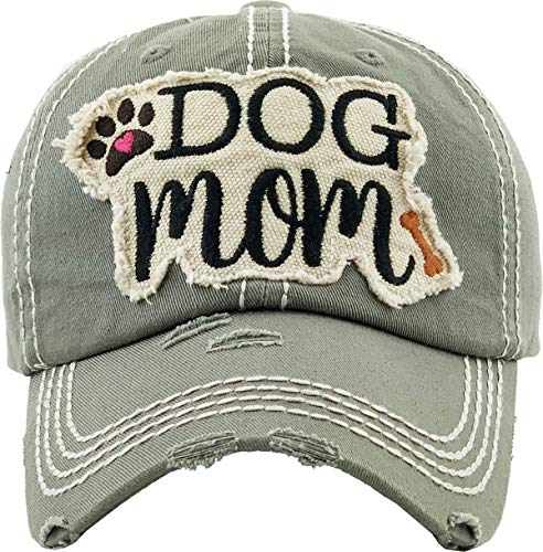 Image of KBETHOS Dog Cat Mom Dad Theme Womens Baseball Cap Distressed Vintage Unconstructed Embroidered Patch Hat