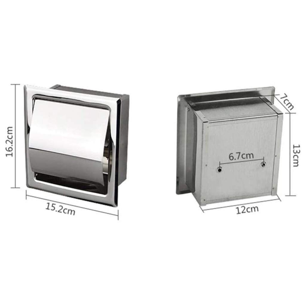 Stały uchwyt na papier toaletowy, Bathroom Toilet Paper Holder Stainless Steel Wall Mounted Concealed Waterproof 152x162x70mm