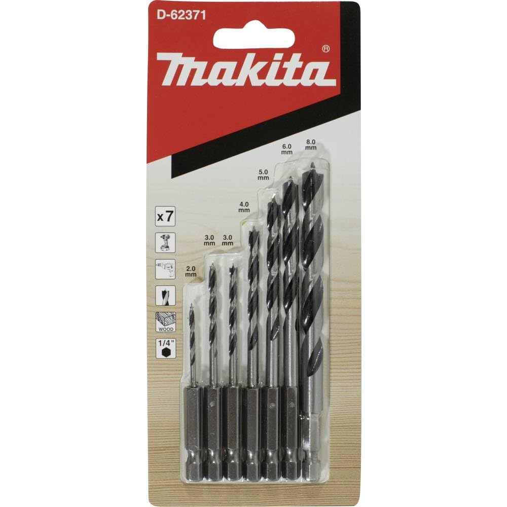 Ensemble 7 mèches à bois hélicoïdales, emmanchement hexa 1/4'' - MAKITA D-62371