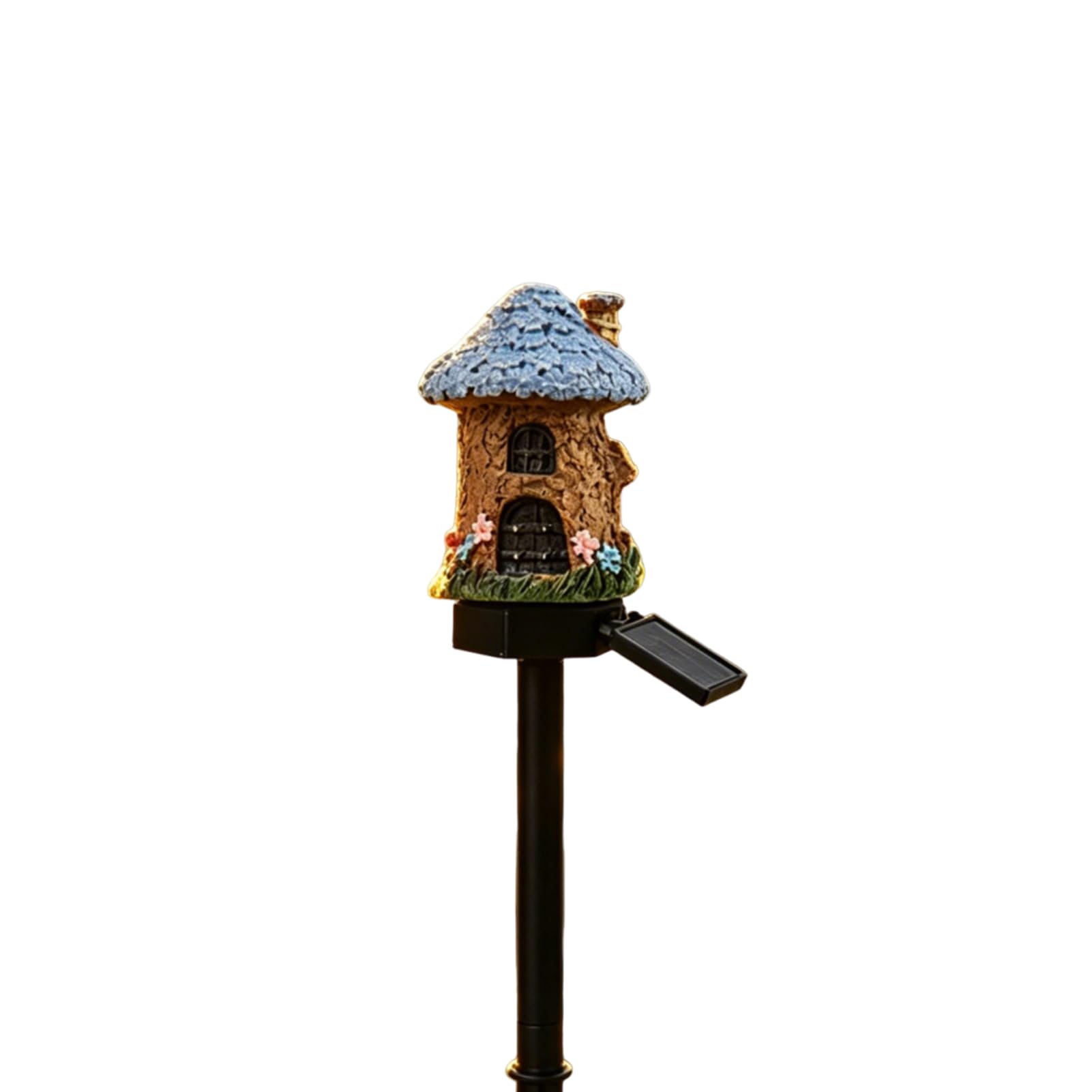 Mushroom Solar Lights Outdoor Garden, Fairy-Tale Mushroom Cottage Solar Stake Lights, Waterproof Resin Garden Ornaments Outdoor for Lawn, Walkway, Patio, Yard, Ideal Gifts for Women Mum (Light Blue)