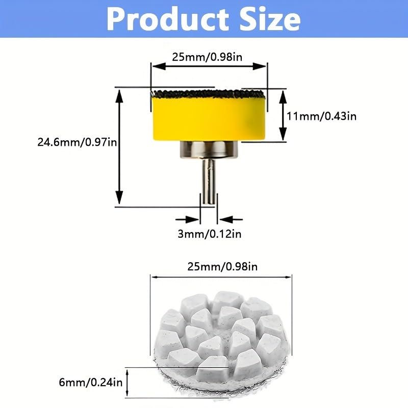 QTG 1" Wet Diamond Polishing Pads, 10Pcs 50#-3000#, Hook & Loop 3mm Shank image 3