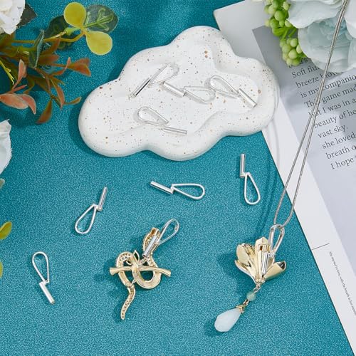 Image of SUPERFINDINGS 10Pcs Vertical Pin to Pendant Brooch Pendant Converters Silver Alloy Brooch Pin to Necklace Keychain Converters Tube Design with Bail Convert for Necklace Keychain Hair Rope