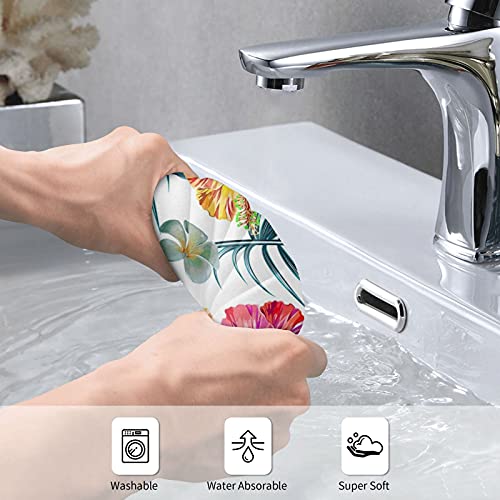 Tropical Palm Leaf Hawaiian Floral Colorful Flowers Decorative Hand Towels Ultra Soft Highly Absorbent Small Bath Towel Multipurpose For Bathroom Gym Kitchen Hotel And Spa 15.7X27.5 In … #TOP4