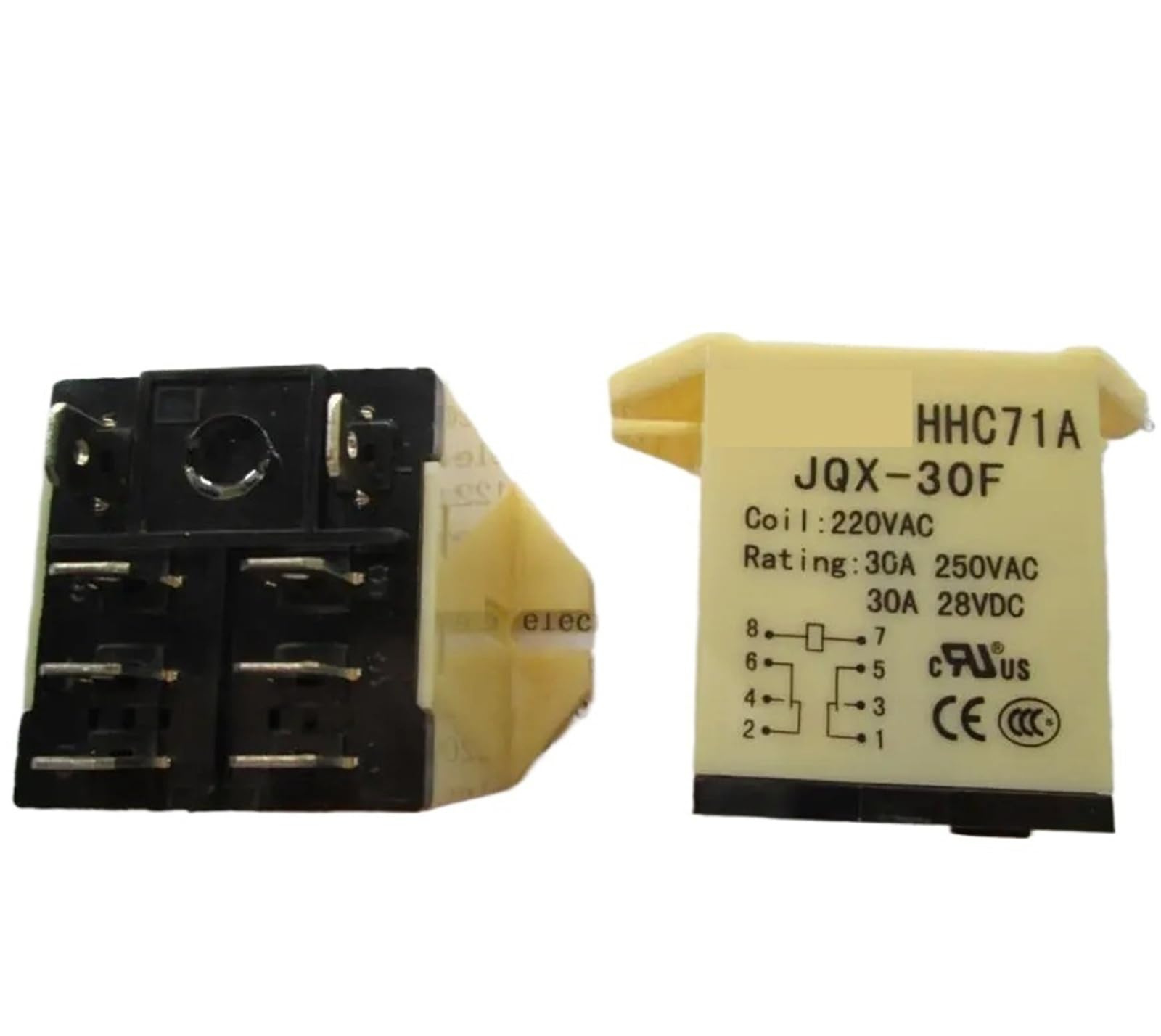 Relais HHC71A JQX-30F 220VAC de puissance 30A à 8 broches pour circuits industriels