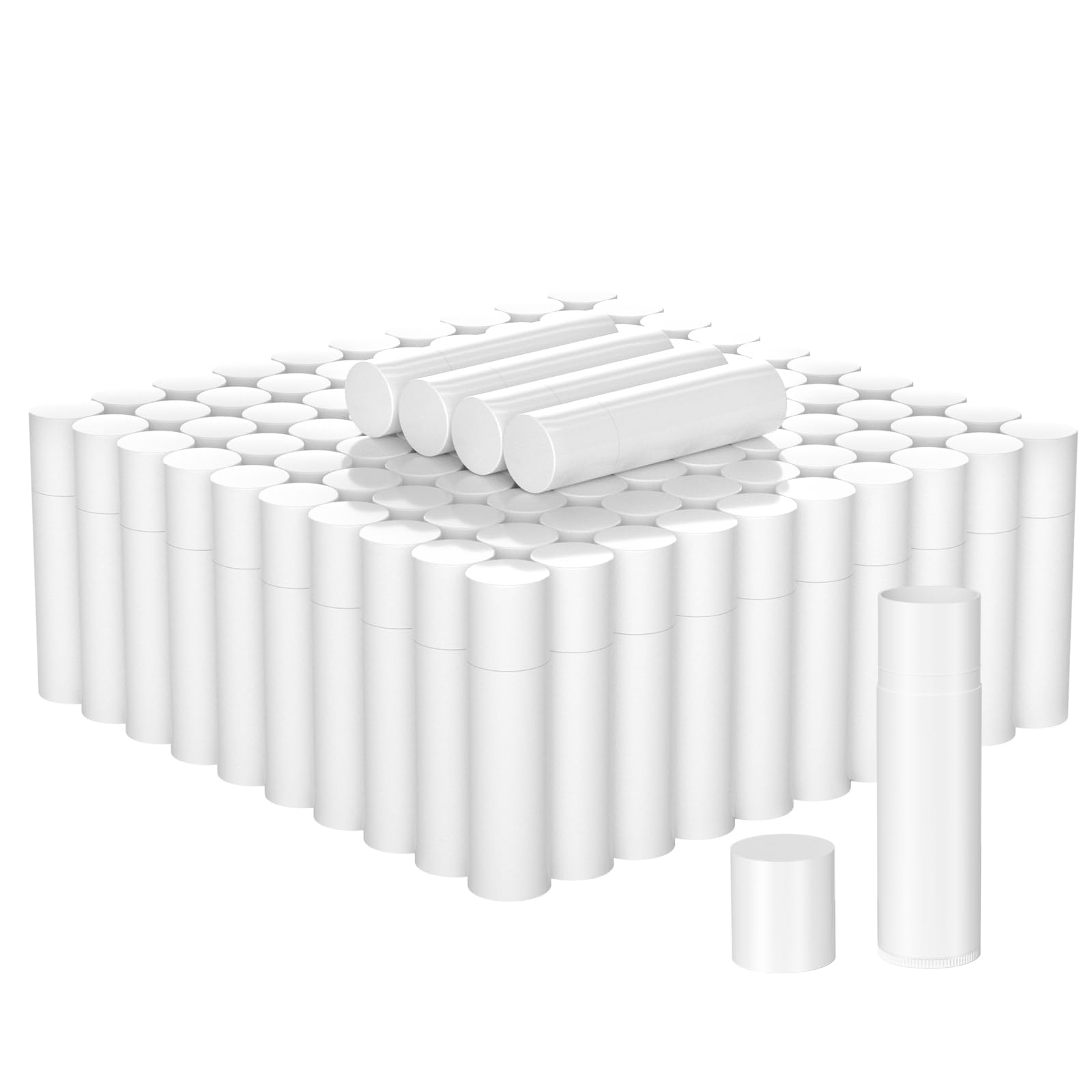 Tubos vacíos de bálsamo labial para pintalabios con tapas a prueba de fugas, paquete de 100 recipientes de bálsamo labial sin BPA, Blanco
