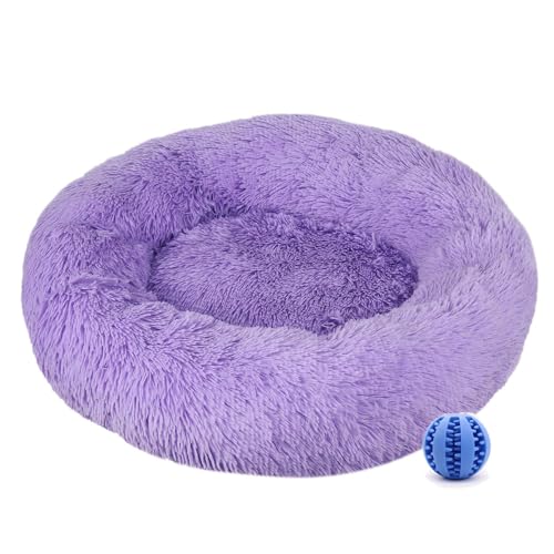DOTBUY-SHOP Rotondo Cuccia Cane Interno, Peluche Cuccia Gatto e Cane Ciambella Cuscino per Cani, Lavabile e Morbido Cuscino per Animale Domestico, per Gattino Cucciolo (40CM,Viola)